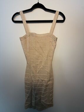 Guess Beige Textured Mini Dress with Wide Straps